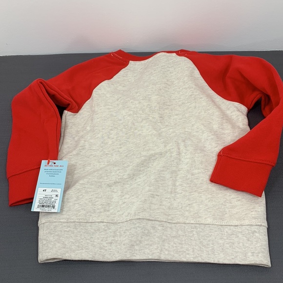 Cat & Jack Toddler Sweatshirt -Red Cream 4T NWT - Picture 6 of 8